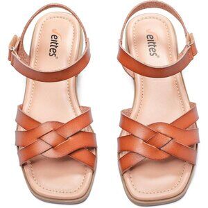 Women's Light Brown Flat Slide Sandals Casual Simple Strappy Slip On Shoes